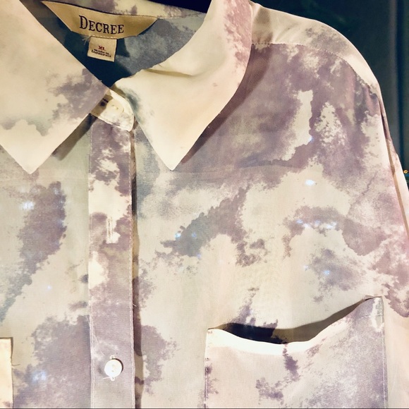 Sheer watercolor pattern blouse button up - Picture 4 of 6